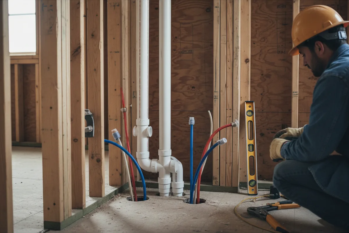Drain and supply rough-in during Garbage Disposal Repair in Wiley