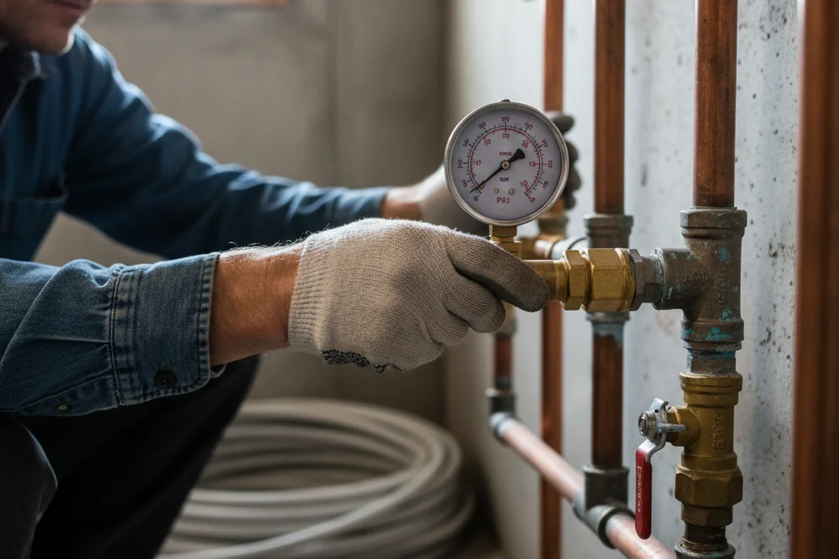 Pressure testing a repaired line during Water Line Repair in Wiley